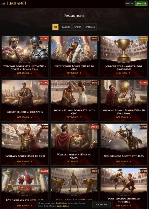 Offres bonus casino prestige Legiano Casino